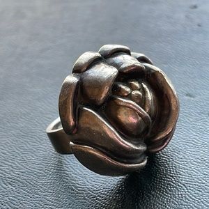 🟡 VINTAGE STERLING BLOOMING ROSE RING (sz 6)